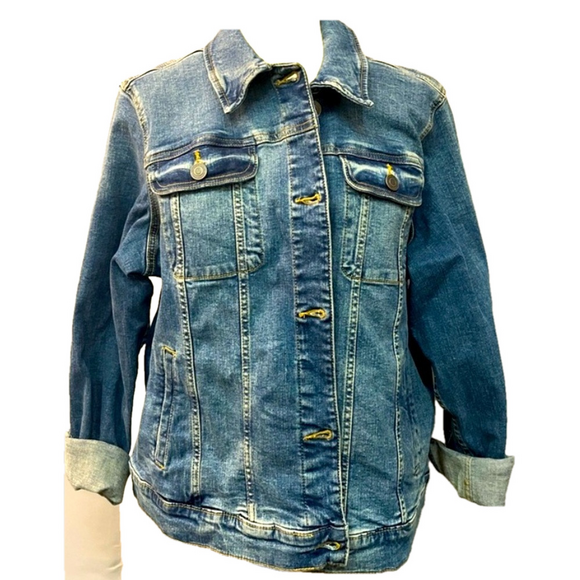 EUC LAUREN CONRAD Blue Denim Blue Jean women’s jacket button down cott… - Picture 2 of 11